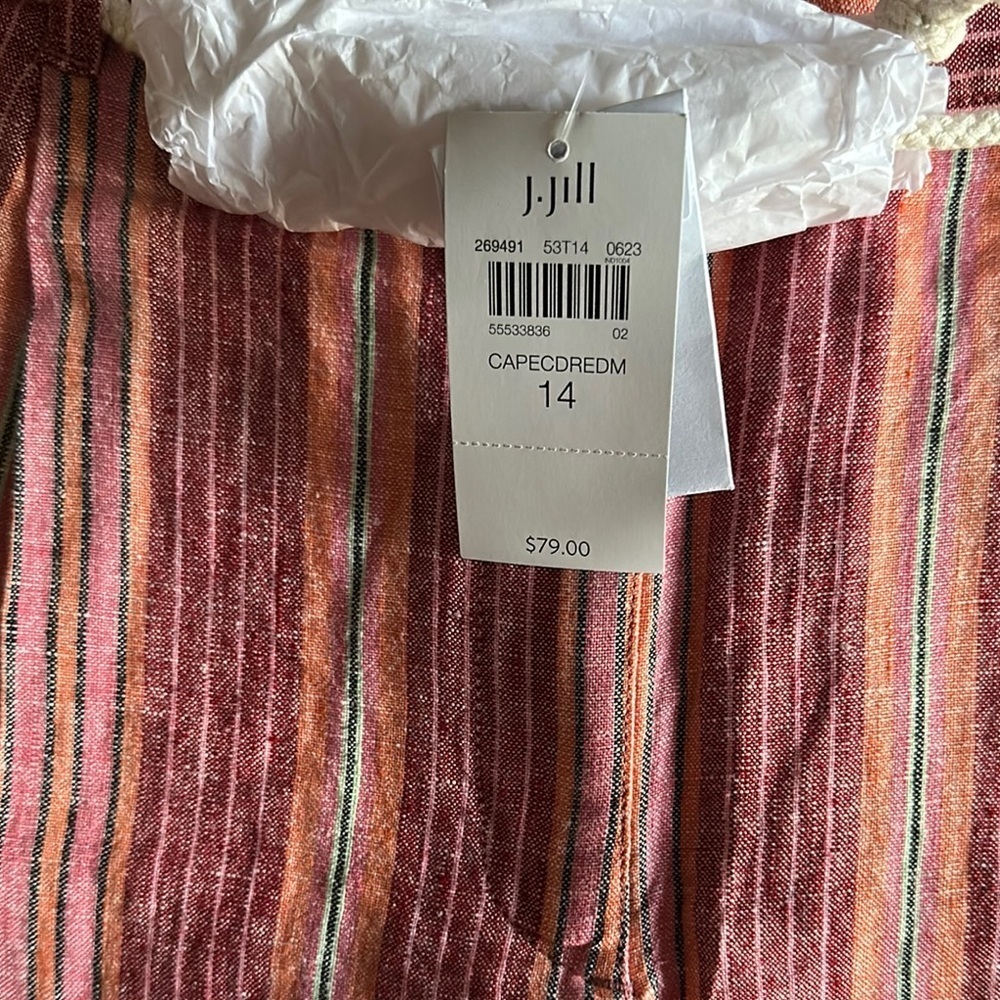 NWT J.Jill Striped Shorts, Sz 14, Rope Belt, Slash Side Pockets - Picture 7 of 9